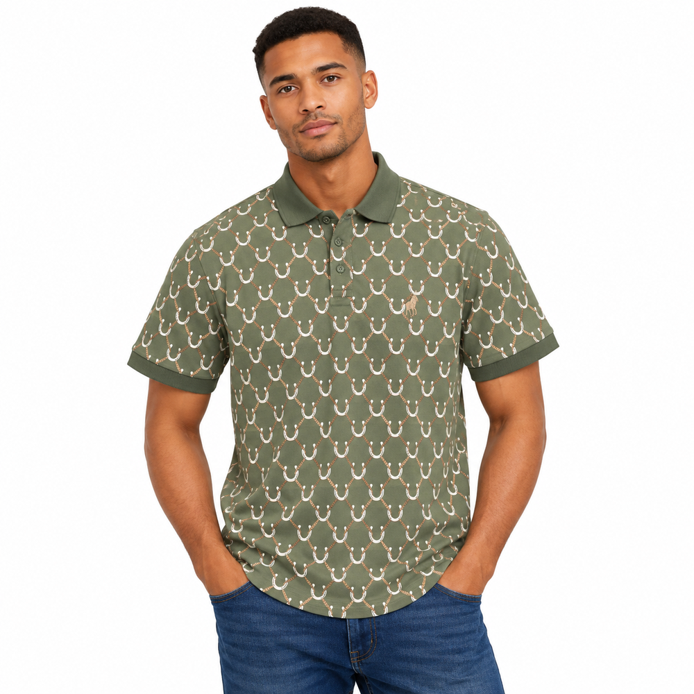 Polo Mens Pima Printed Golfer In Green
