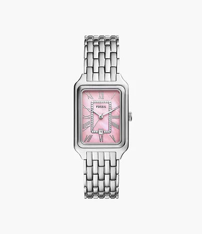 Fossil Raquel Three-Hand Date Stainless Steel Pink  Watch