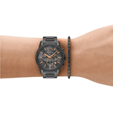 Armani Exchange Mens Banks Watch And Bracelet Set In Gunmetal