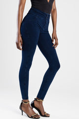 Sissyboy Womens High Rise Exposed Buttons Jeans In Dark Vintage