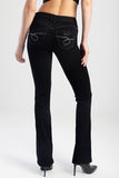 Sissy boy Womens Southern Low-Waist Bootleg Jeans In Black