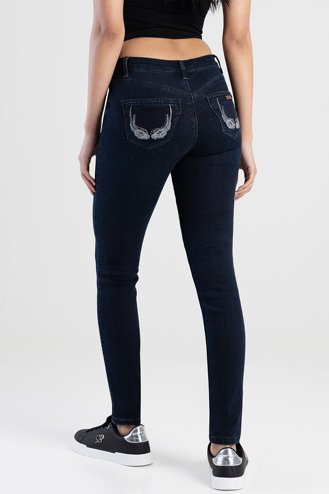 Sissy Boy Womens Arlo Mid-Waist Skinny Jeans In Blue Black