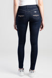Sissy boy Womens Mid-Waist Skinny Jeans In Dark Blue