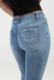 Sissy boy Womens Mid-Waist Skinny Jeans with Pocket Embroidery In Light Vintage
