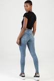 Sissy boy Womens Mid-Waist Skinny Jeans with Pocket Embroidery In Light Vintage