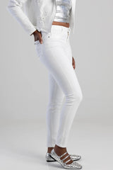 Sissyboy Womens Mid-Waist Basic Skinny Jeans In White