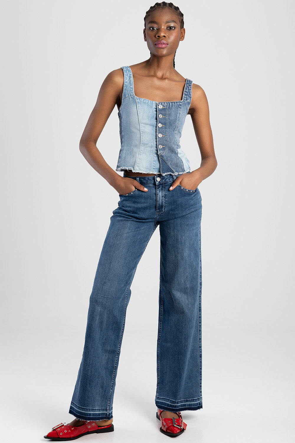Sissy boy Womens Alaina Wide Leg Jeans In Light Vintage