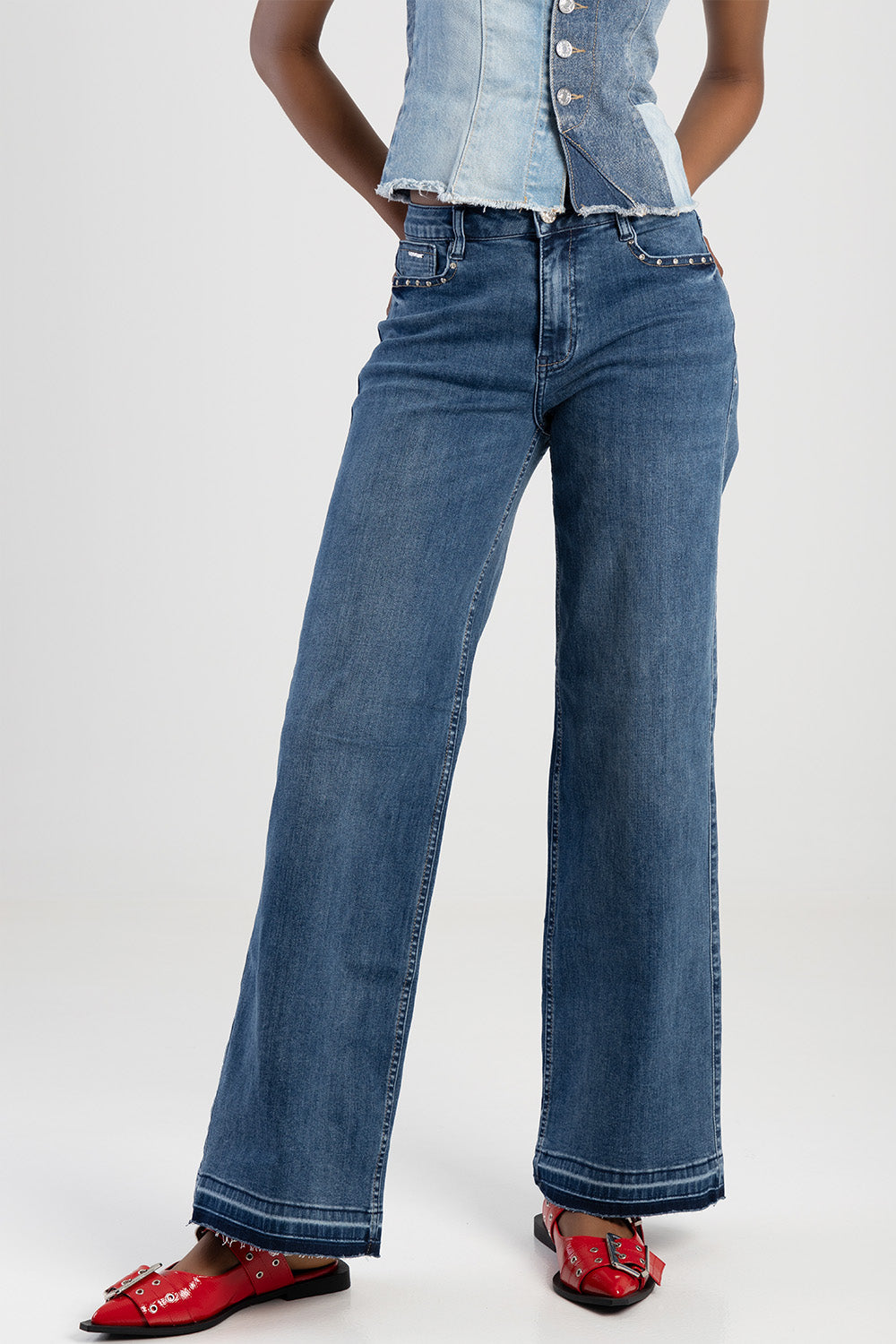 Sissy boy Womens Alaina Wide Leg Jeans In Light Vintage