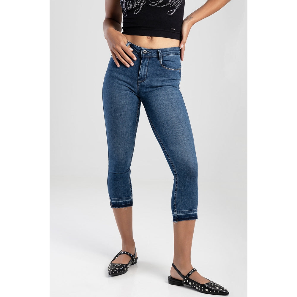 Sissy Boy Mid-Waist Capri With Unpicked Hem Jeans In Mid Vintage