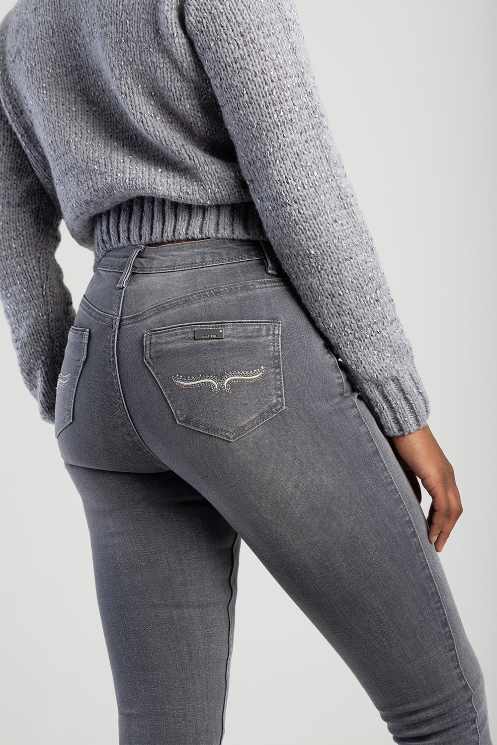 Sissy boy Womens Lily Mid Waist Straight Leg Jeans In Grey