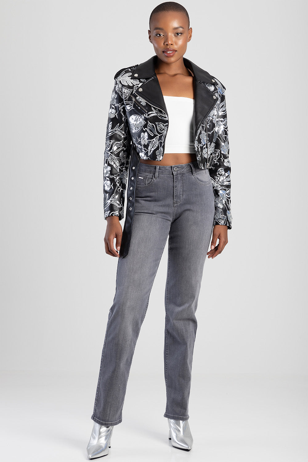 Sissyboy Womens Ruby Mid-Waist Straight Leg Jeans In Grey