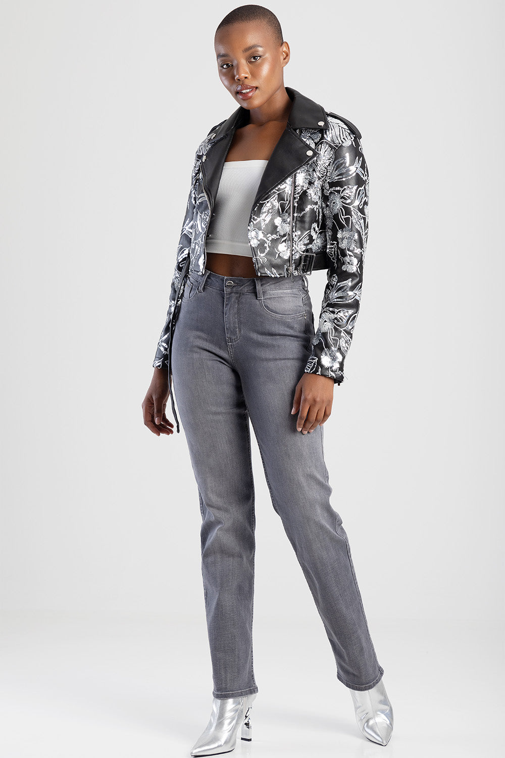 Sissyboy Womens Ruby Mid-Waist Straight Leg Jeans In Grey