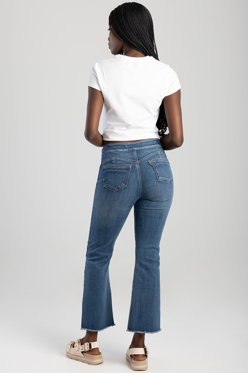 Sissyboy Ladies Mid Waist Flare Jeans In Indigo
