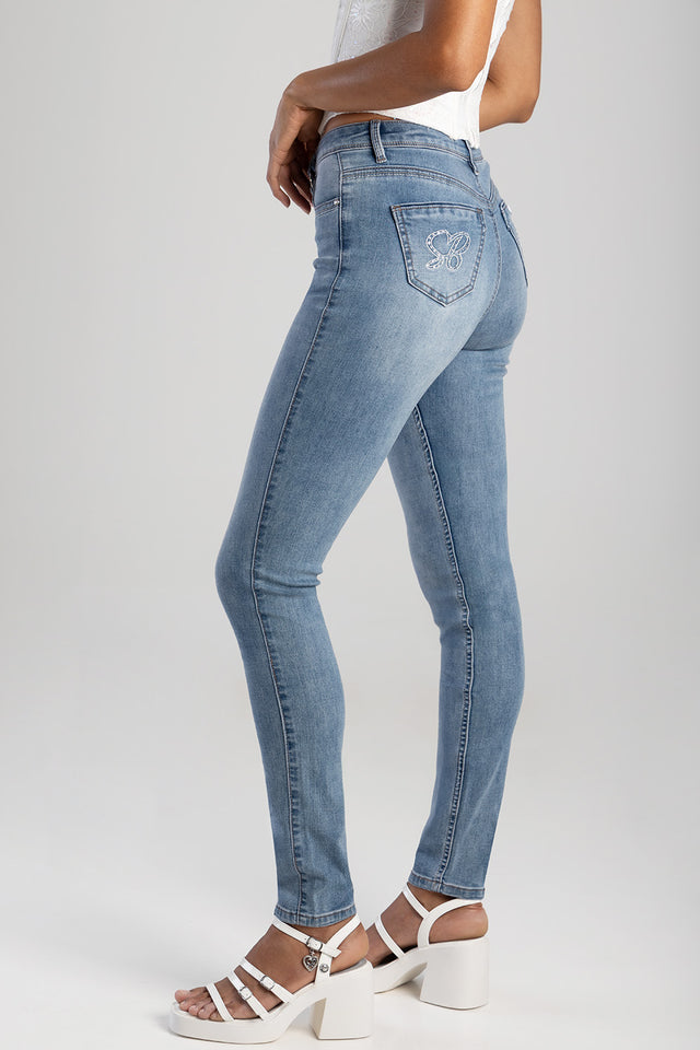 Sissy Boy Womens Camila Mid Waist Skinny Jean In Medium Vintage