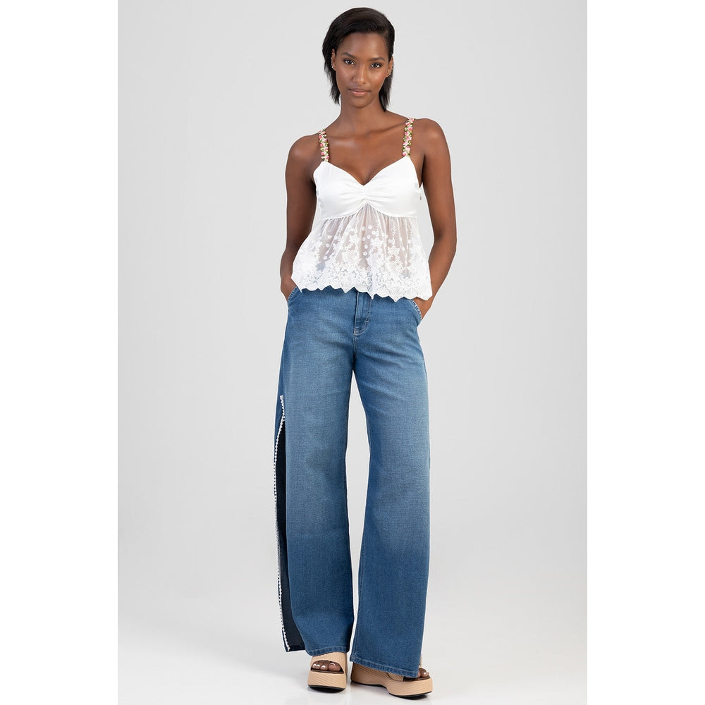 Sissy Boy Womens High Waist Ultra Wide Leg Jeans In Light Vintage