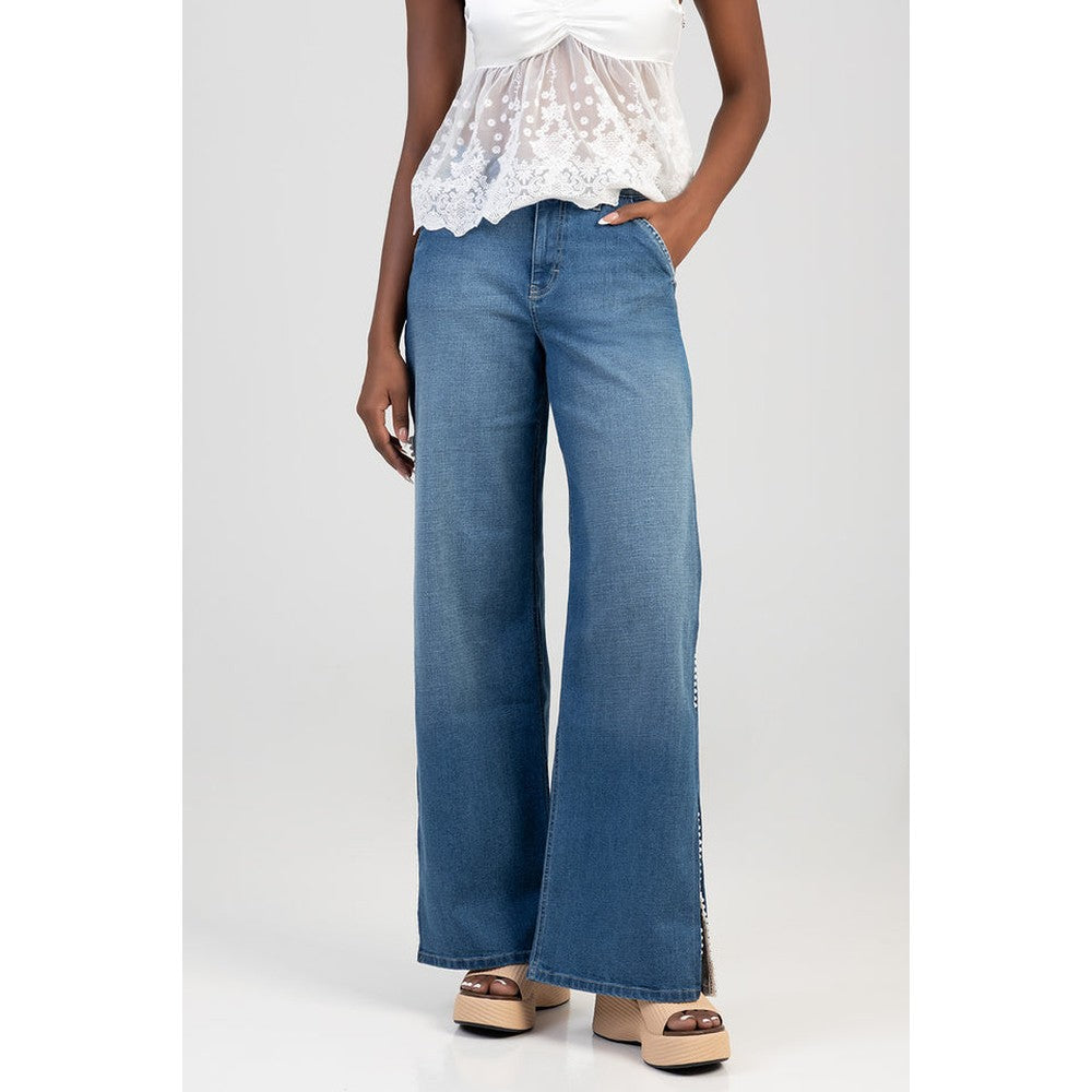 Sissy Boy Womens High Waist Ultra Wide Leg Jeans In Light Vintage