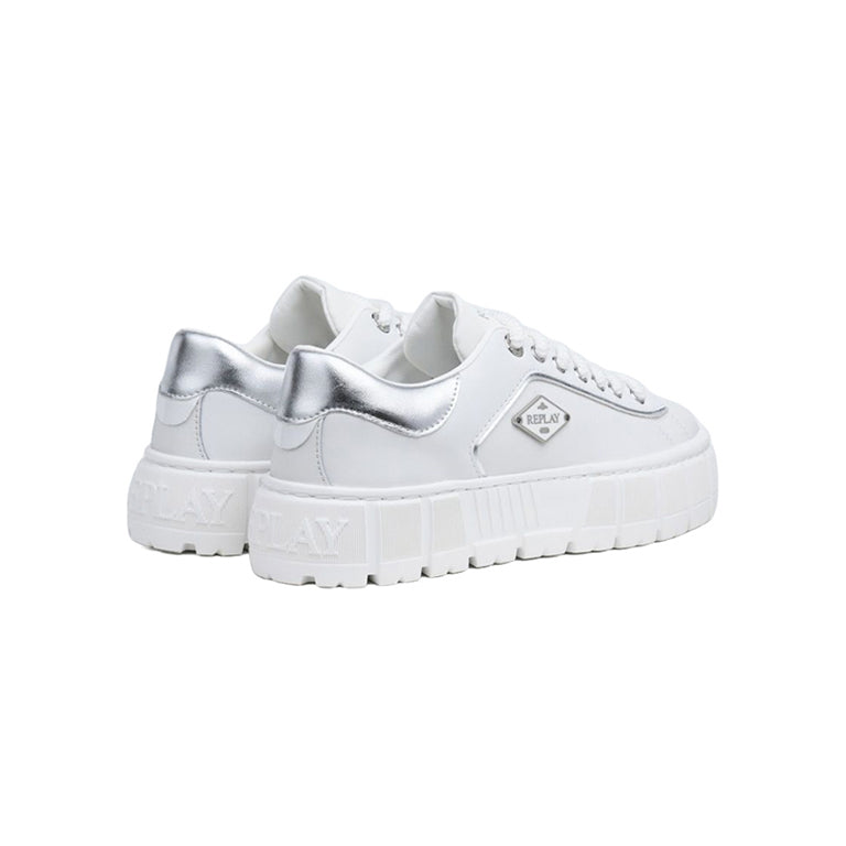 Replay Womens Paulette Sneakers In White And Silver