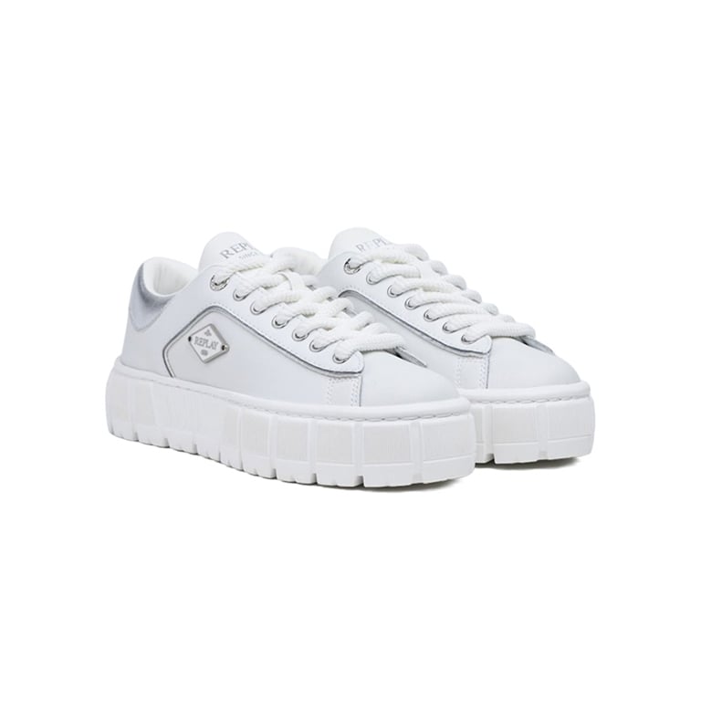 Replay Womens Paulette Sneakers In White And Silver