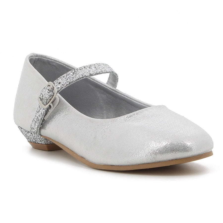 Pierre Cardin Girls Evie Glitter Low Heels In Silver