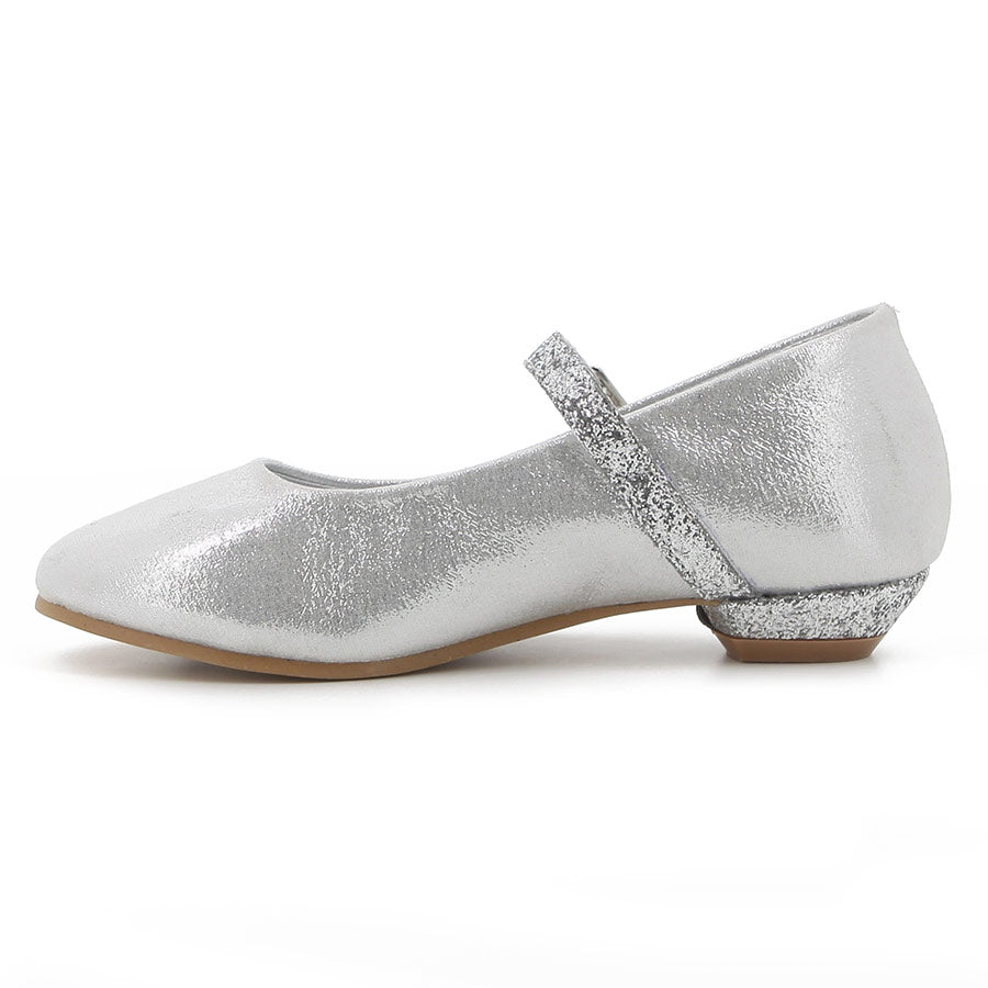 Pierre Cardin Girls Evie Glitter Low Heels In Silver