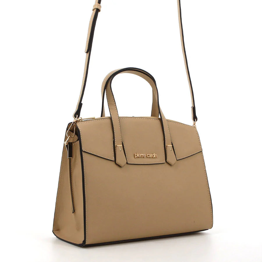 Pierre Cardin Vivian Structured Satchel Beige - One Size