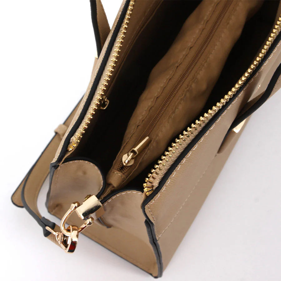 Pierre Cardin Vivian Structured Satchel Beige - One Size