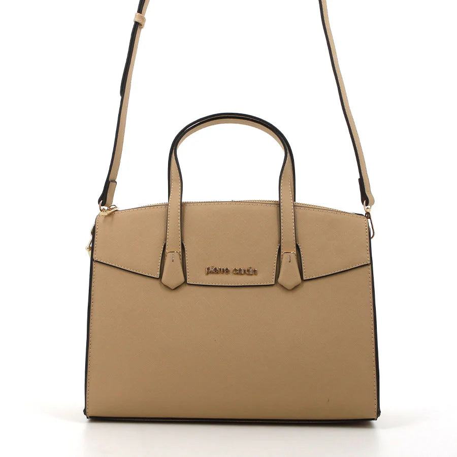 Pierre Cardin Vivian Structured Satchel Beige - One Size