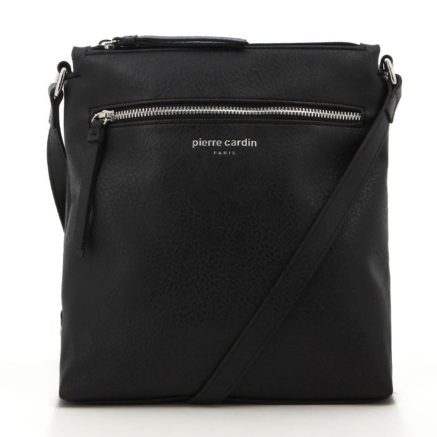 Pierre Cardin Double Compartment Crossbody Bag In Black