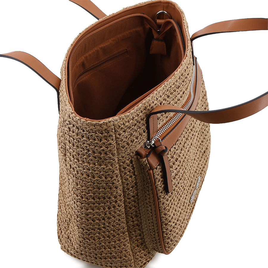 Pierre Cardin Isla Straw Tote Bag In Tan