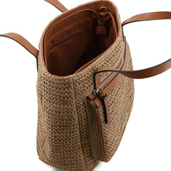 Pierre Cardin Isla Straw Tote Bag In Tan