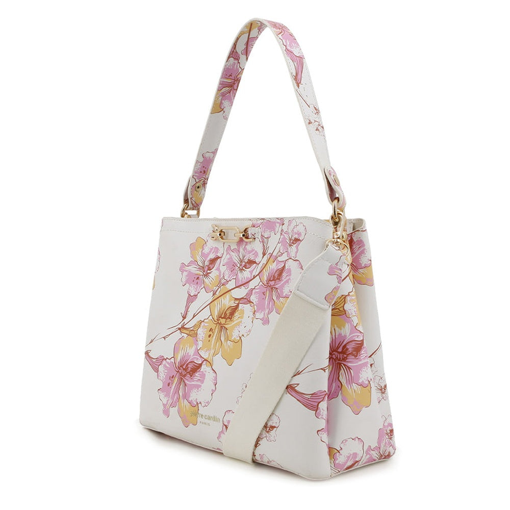 Pierre Cardin Womens Claire Shoulder Bag In White Floral