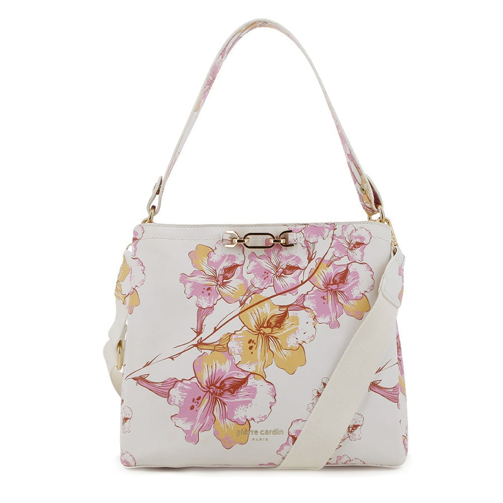 Pierre Cardin Womens Claire Shoulder Bag In White Floral
