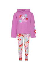 Converse Girls Flutter Hoodie And Legging Set In Egret