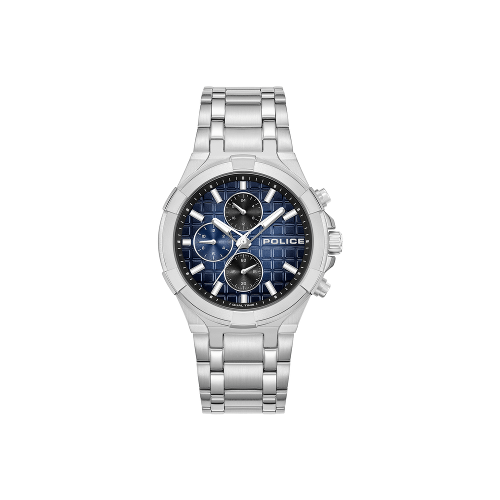 Police Mens Dark Blue Dial Watch In Silver