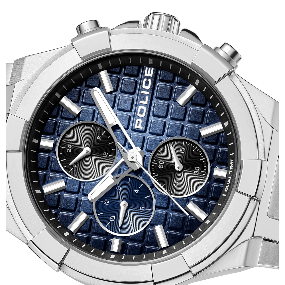 Police Mens Dark Blue Dial Watch In Silver