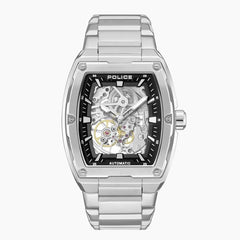 Police Skeletor Exposed Mechanical Silver Watch