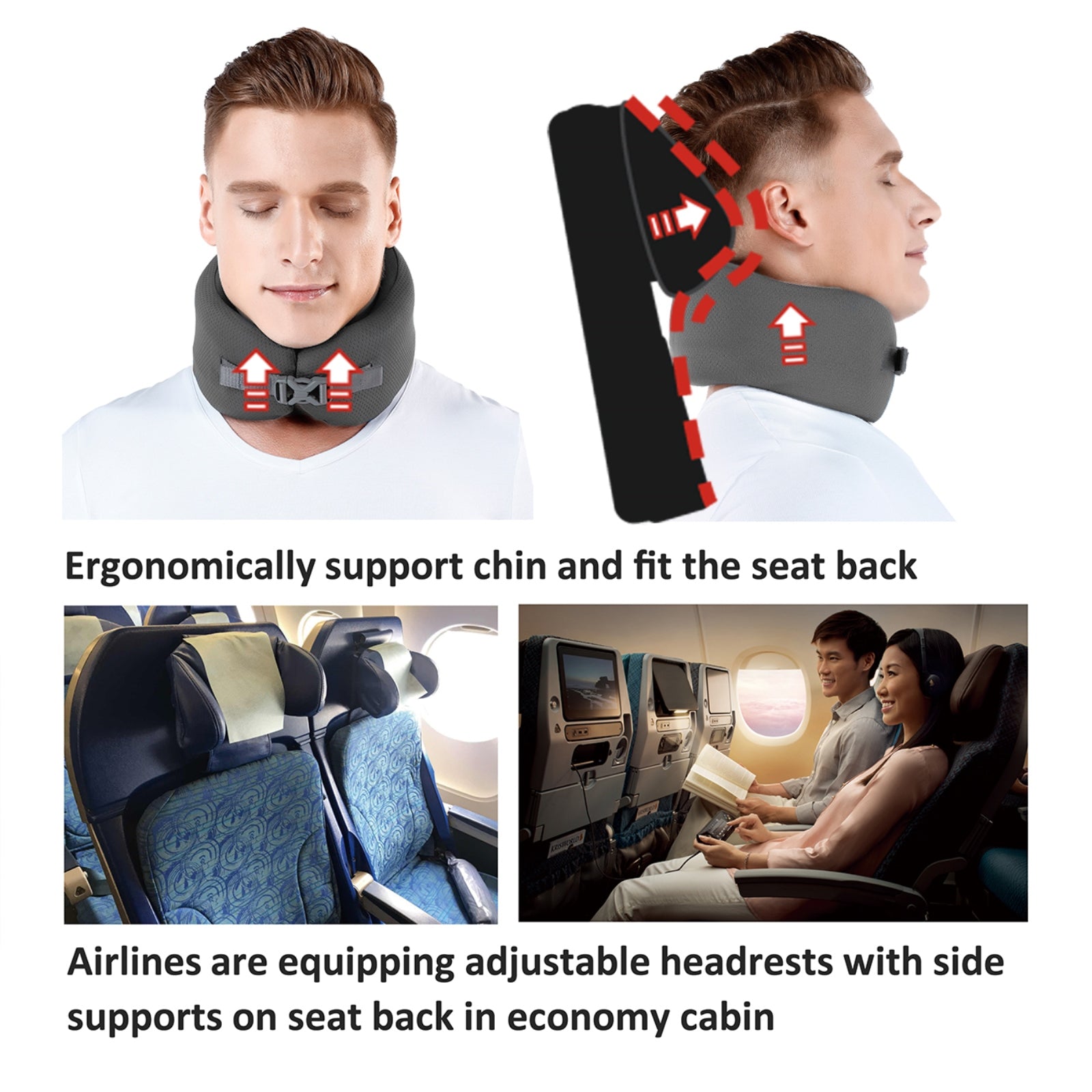 Easynap Travel Neck Pillow With Pouch In Pewter Gray
