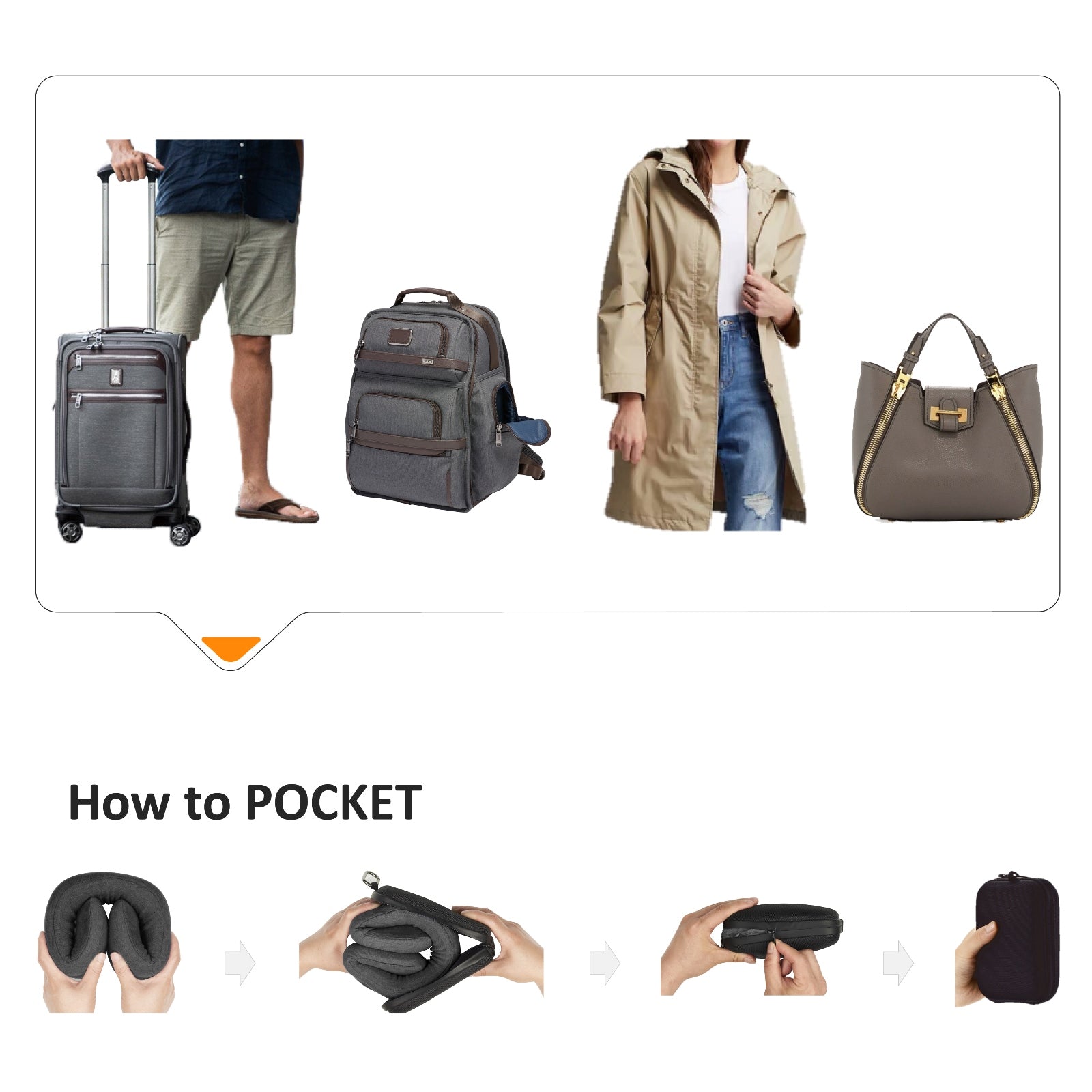 Easynap Travel Neck Pillow With Pouch In Pewter Gray