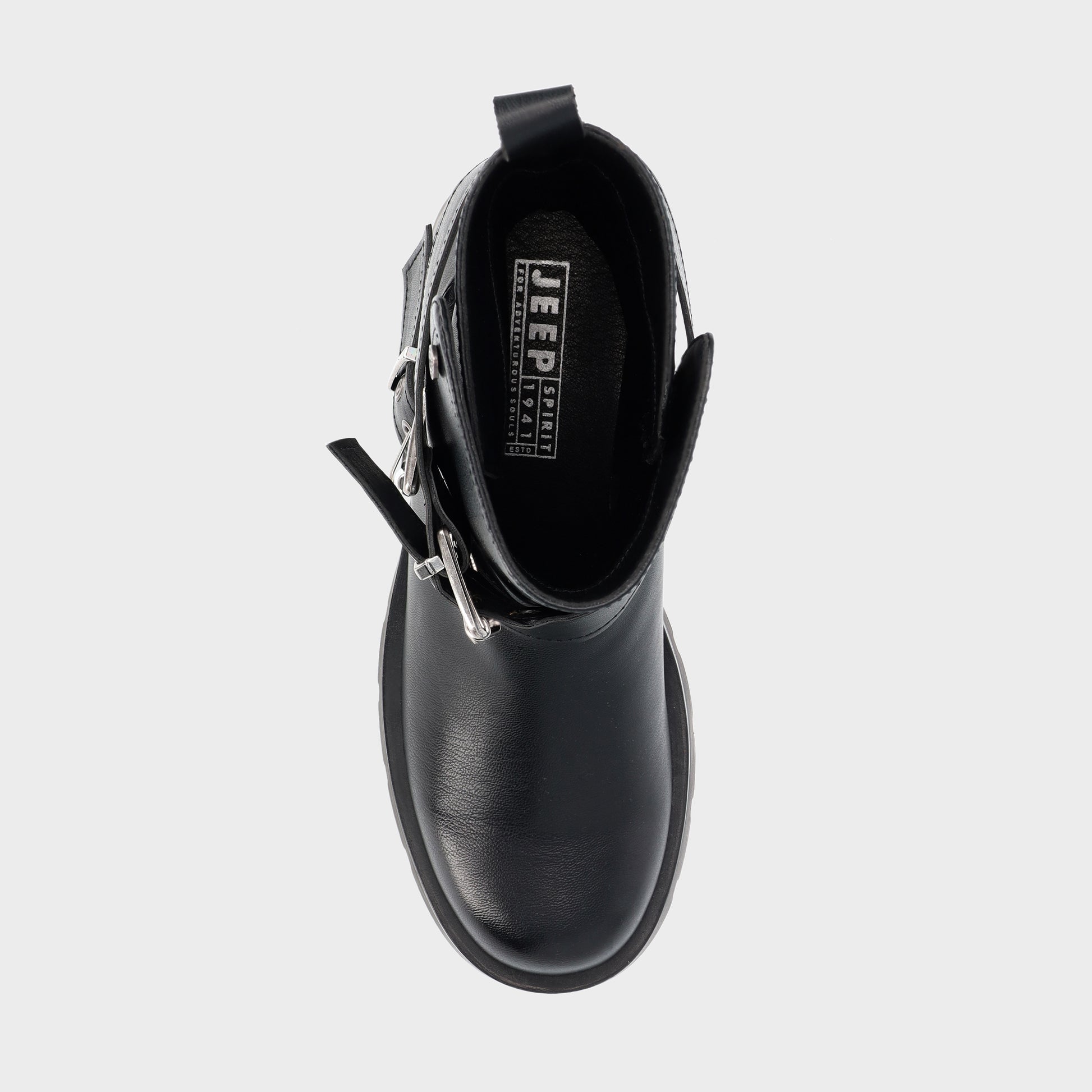 Jeep Womens Black Tats Biker Boots