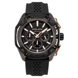 Police Mens Quartz Multifunction Silicone Strap Watch In Black/Black Dial