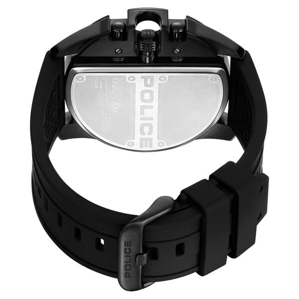 Police Quartz Multifunction Silicon Strap Watch In Black