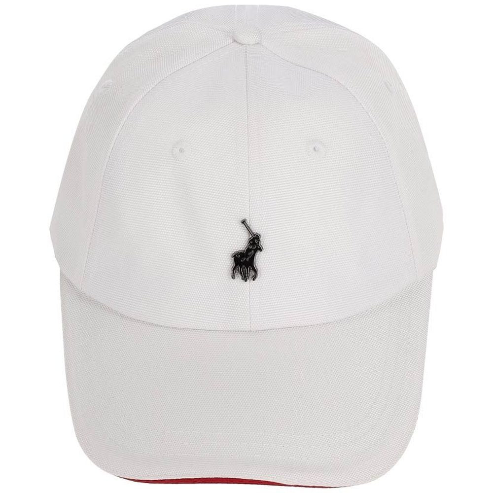 Polo Mens 6 Panel Metal Peak Cap In Red/White