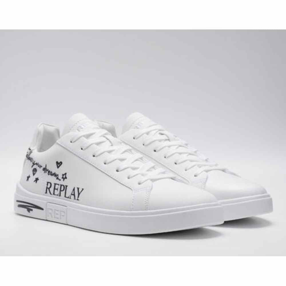 Replay Mens Polys Doodle Shoes In White