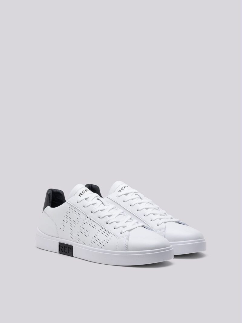 Replay Mens Polys Studio Shoes White And Black