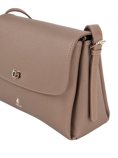 Polo Lyon Flapover Bag In Taupe