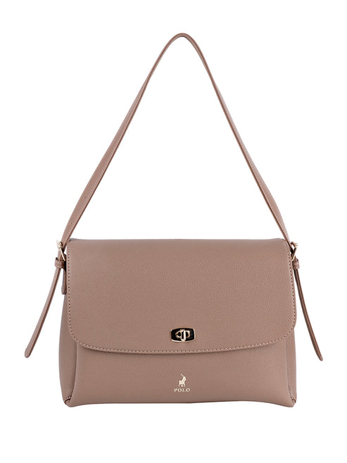Polo Lyon Flapover Bag In Taupe