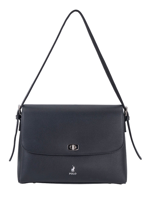 Polo Lyon Flapover Bag In Black