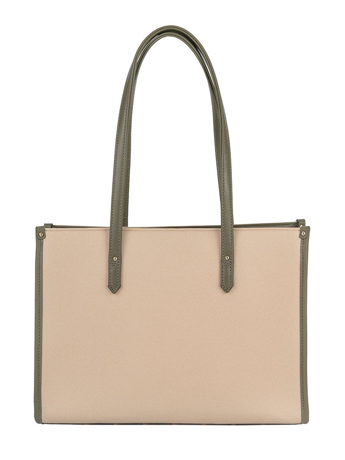 Polo Womens Palma Book Tote Bag In Beige And Olive