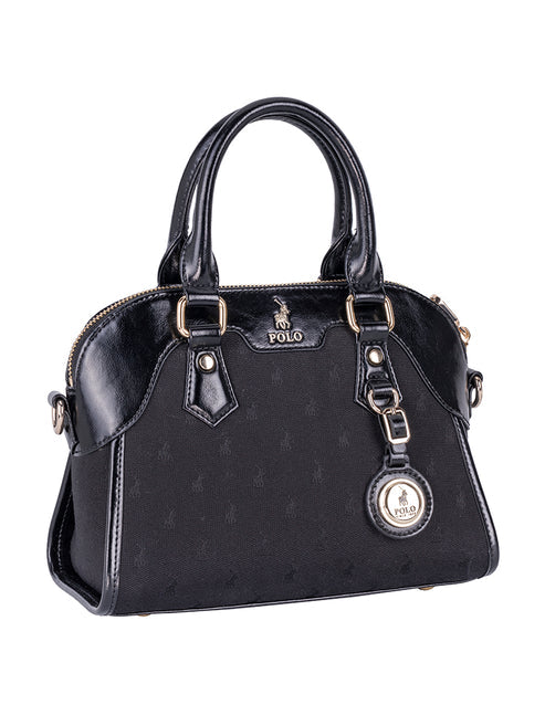 Polo Jacquard Small Shopper Bag In Black