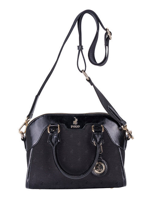 Polo Jacquard Small Shopper Bag In Black